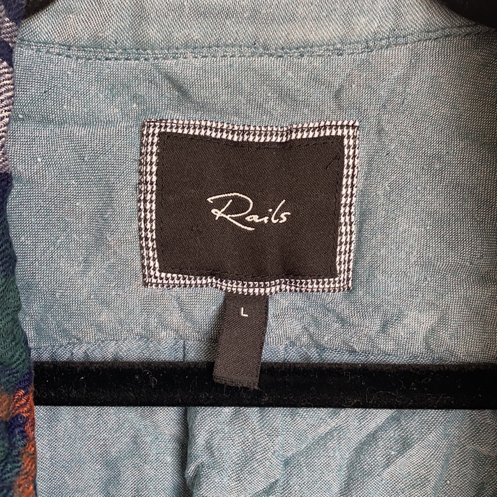 Rails Flannel Size Large Green/Taupe/Rust - image 4